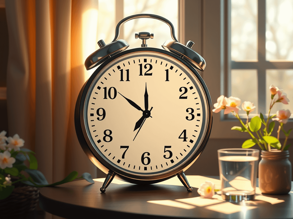 An old alarm clock with the bells on top in front of a dunny pretty window.