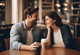 A man and a woman deep in conversation.