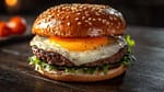 A burger with a fried egg.