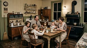 A 1926 family enjoying a great dinner together. Life is getting more modern!