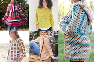 Examples of today's crocheted clothes and blankets