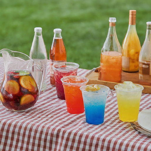A grouping of different drinks.