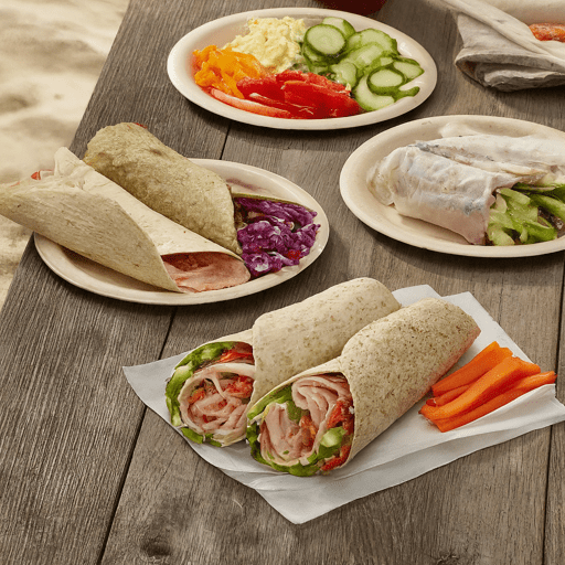 4 plates of wraps