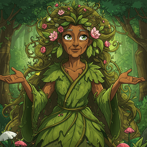 A cartoon of Mother Nature. She looks llike she is telling us, "I know best!"