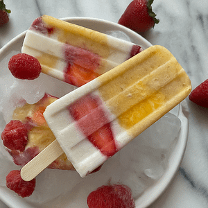 Breakfast fruit colorful popsicles.