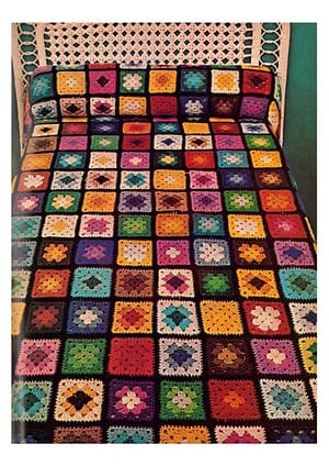A big colorful granny square Afghan.