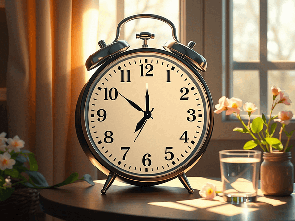 An old alarm clock with the bells on top in front of a dunny pretty window.